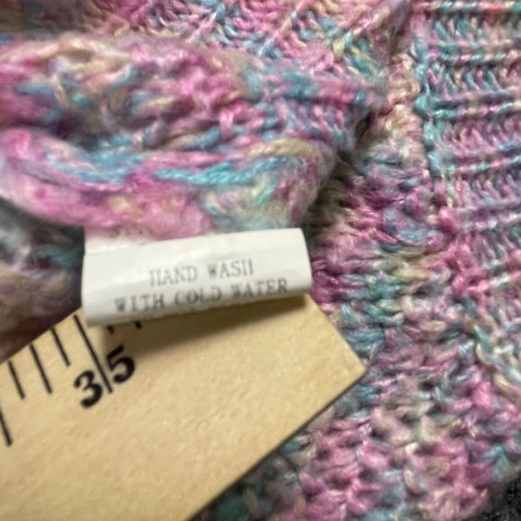 Debut Sweater Womens Small S/M Purple Rainbow Open Knit Lightweight Short Casual - Picture 9 of 14